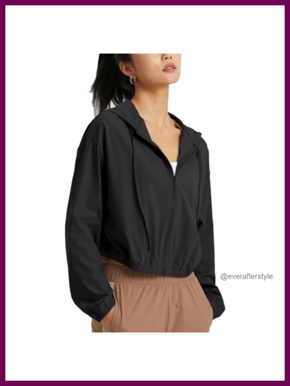 Women's UPF 50+ Cropped Zip Up Hoodie Sun Protection Athletic Jacket